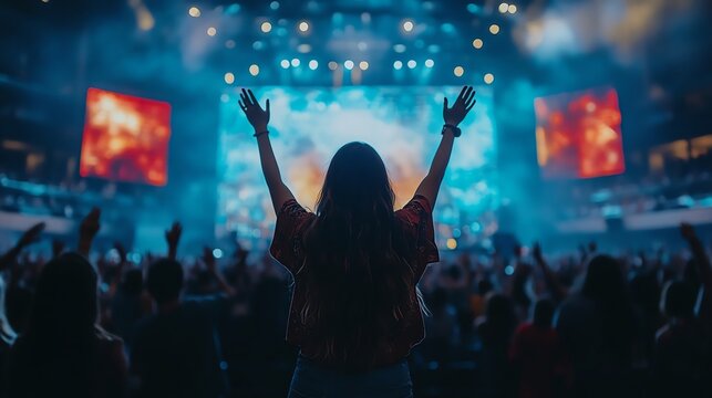Excited audience enjoying a live concert, capturing the essence of music and celebration.