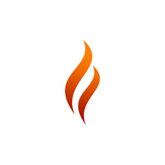 An abstract logo design representing a flame with a gradient orange and red color scheme.