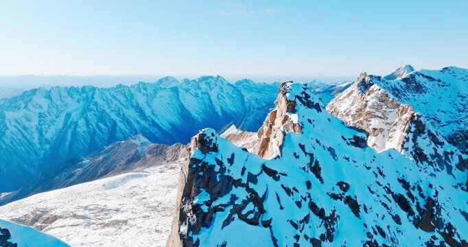 Aerial view of Dagu glacier snow mountain summit at Sichuan China