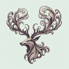 Art Nouveau Elk The antlers transform into flowing organic shape