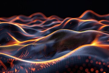 Digital abstract background, used for technological processes, neural networks, digital data storage, education, the basics of artificial intelligence. Cybernetic or technological wave banner.