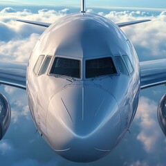 Realistic render of airplane s nose and cockpit windows