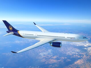 Fototapeta premium Realistic render of airplane with corporate logo on tail