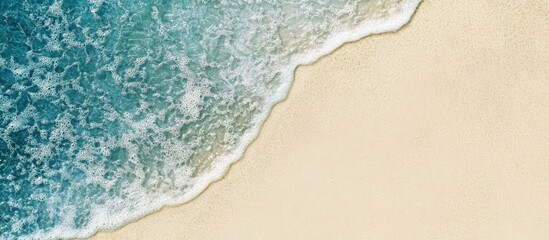Aerial View of Secluded Beach with Turquoise Water and Smooth Sand, Abstract Natural Coastal Scene