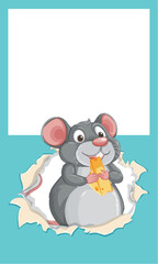 Cheerful Mouse with Cheese Illustration