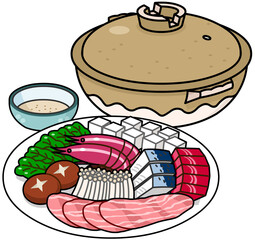 日本の冬の食卓　お鍋料理