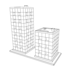 Residential and commercial Apartment building. Small city house. Wireframe low poly mesh vector illustration