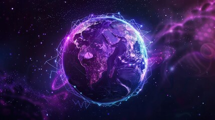 Obraz premium A photo of a global map with dynamic network connections, illustrating global business reach and international markets