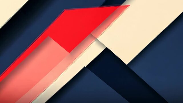 Modern Geometric Abstraction in Red and Black with Dynamic Angles.