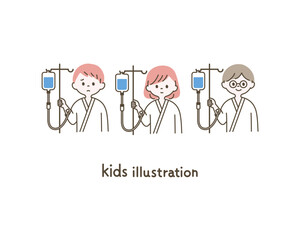 点滴をしている子どもたちのイラスト