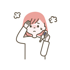 熱がある女の子のイラスト