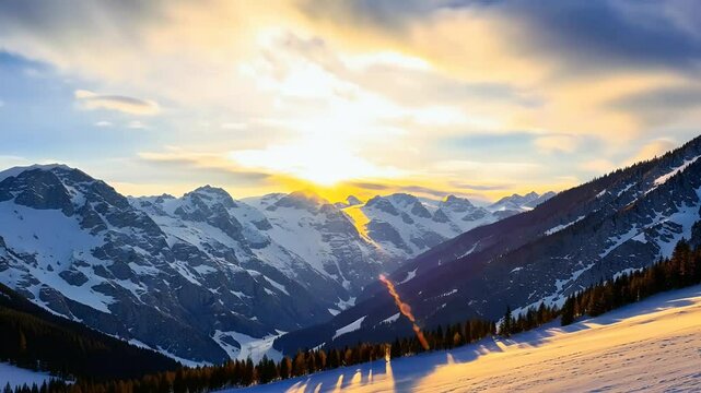 snow covered Brandnertal mountains Austrian Alps changing light natural beauty winter beautiful cloud vale cold scenic sky blue dawn mountain resort ski slope cloudscape white sunshine sun morning