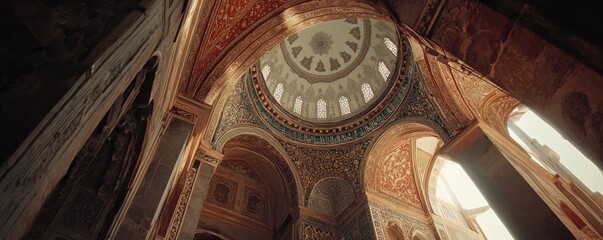 A beautifully decorated dome interior showcasing intricate patterns and historical architecture.