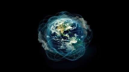 A photo of a global map with dynamic network connections, illustrating global business reach and international markets