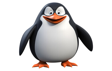 Obraz premium Cute Penguin Cartoon Character on White Background