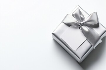 Elegant Silver Gift Box with Blank Card