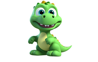 Fototapeta premium 3D Cartoon Cute Dinosaur Small Isolated On White Background