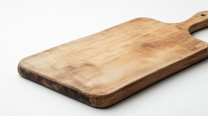 Fototapeta premium A wooden cutting board is on a white background