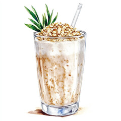  Oat drink watercolor clipart illustration