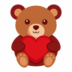 Teddy Bear Holding a Heart Cartoon Illustration