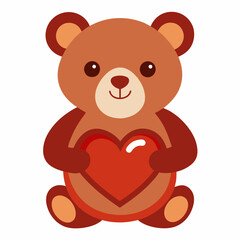 Teddy Bear Holding a Heart Cartoon Illustration