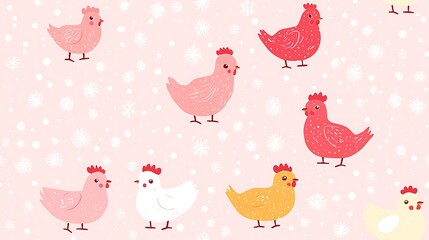 Cute Minimal Pastel Chicken Pattern Design