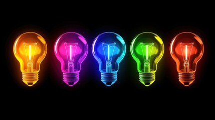 colorful glowing light bulb banner illustrating brainstorming, bright ideas, and creative thinking with space for text
