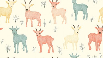Fototapeta premium Cute Pastel Goats on Minimal Background