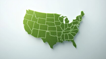 Fototapeta premium Visualizing the united states map with state boundaries creative artwork minimalist design indoor setting top view geographic concept
