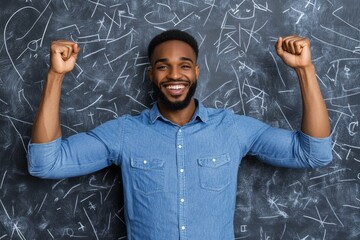Student celebrating after seeing a high score on their graded quiz sheet, showing excitement