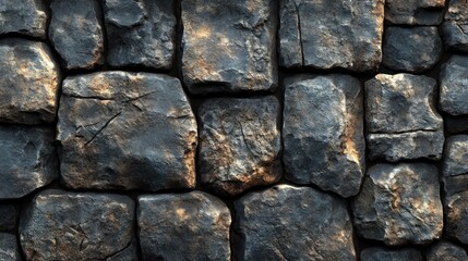 Fototapeta premium Textured stone wall with rough surfaces and natural variations.