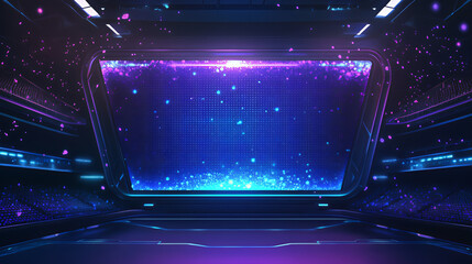 Obraz premium Neon LED stripe light stage podium 