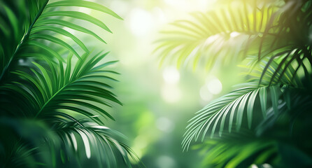 Obraz premium Palm leaves framed against a white background