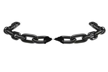 Obraz premium Set of a black and white broken chain with one link broken, isolated on a transparent background.