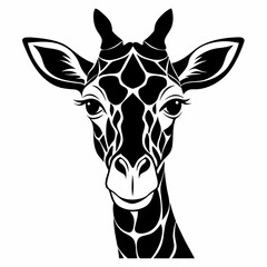 Giraffe head silhouette vector illustration on white background