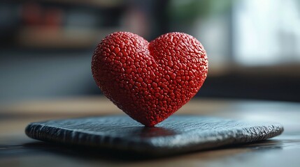Exercise Changes Advocacy Textured Heart-Shaped Object on Dark Surface with Blurry Background
