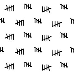  tally marks in white background. set of black and white numbers