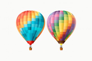Naklejka premium Colorful Hot Air Balloons Isolated on White Background