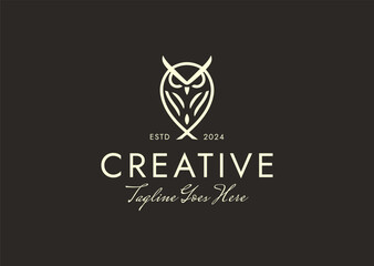 Vector illustration of Luxury Owl Logo Design