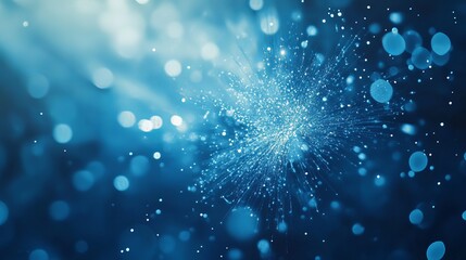 Spectacular fireworks display illuminating a vibrant blue background in celebration of the chinese lunar new year, featuring abstract patterns and festive light bursts for a dynamic and colorful holid