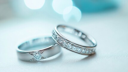 A pair of wedding rings isolated on a white background, symbolizing unity