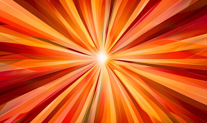 Obraz premium A hypnotic interplay of diagonal stripes in rich red and warm orange hues, all converging towards a luminous central glow