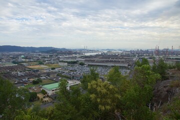 亀島山から見える夕暮れ　玉島方面
