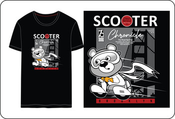 bear scooter vector illustration graphic design t shirts.
