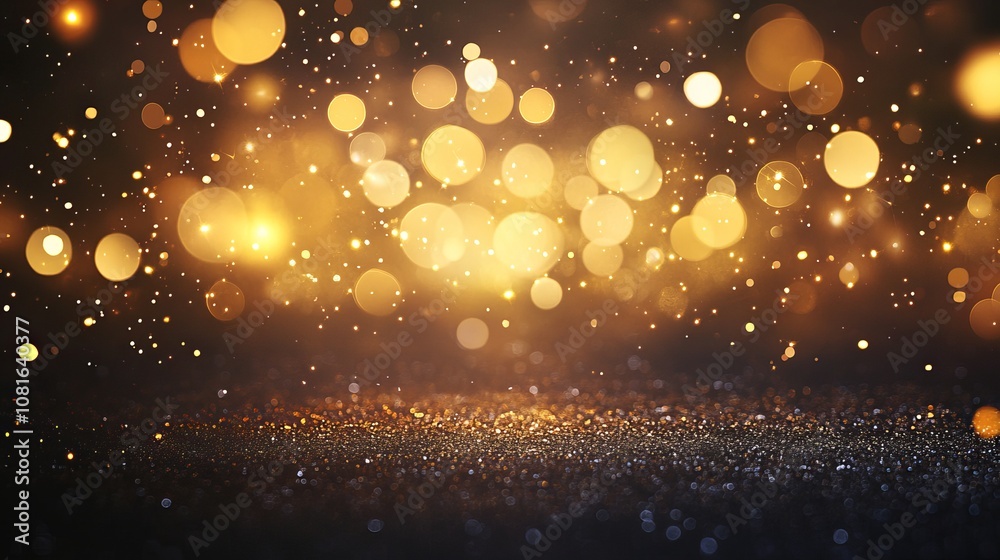 Wall mural festive new year background with blurred golden lights creating a warm and magical glow, perfect for