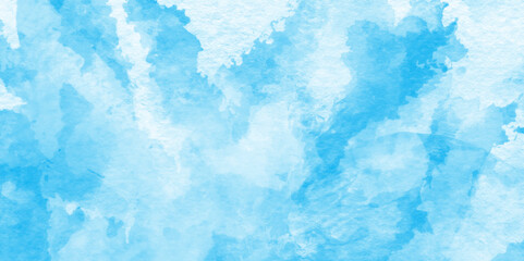 watercolor scraped grungy paper texture, Blue sky clouds texture, Hand painted cloudy sky blue watercolor background, Creative vintage light sky blue background with various clouds and fogg.