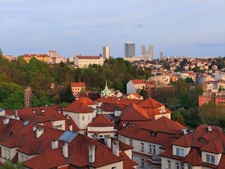 Prague city view in the evening light