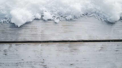 Snow on rustic white wooden boards, winter minimal background, perfect for seasonal branding and advertising with copy space
