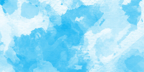 watercolor scraped grungy paper texture, Blue sky clouds texture, Hand painted cloudy sky blue watercolor background, Creative vintage light sky blue background with various clouds and fogg.
