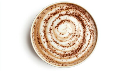 Fototapeta premium Top view of a cup of cappuccino with cinnamon sprinkled on top.